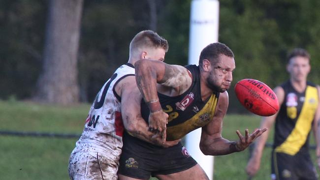 QAFL action - Labrador Tigers v Redland-Victoria Point Sharks. Pic Mike Batterham