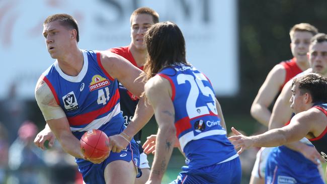 Bulldogs big man Jordan Sweet in action in the VFL. Picture: David Crosling