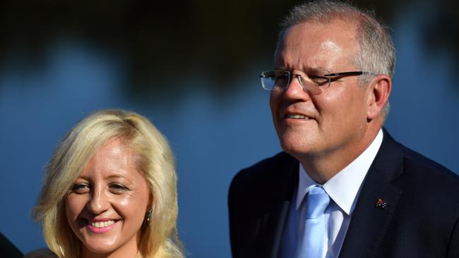 Scott Morrison, pictured with Liberal candidate for Lindsay Melissa McIntosh, has been visiting the Western Sydney seat of Lindsay quite often this month. Picture: AAP Image/Mick Tsikas