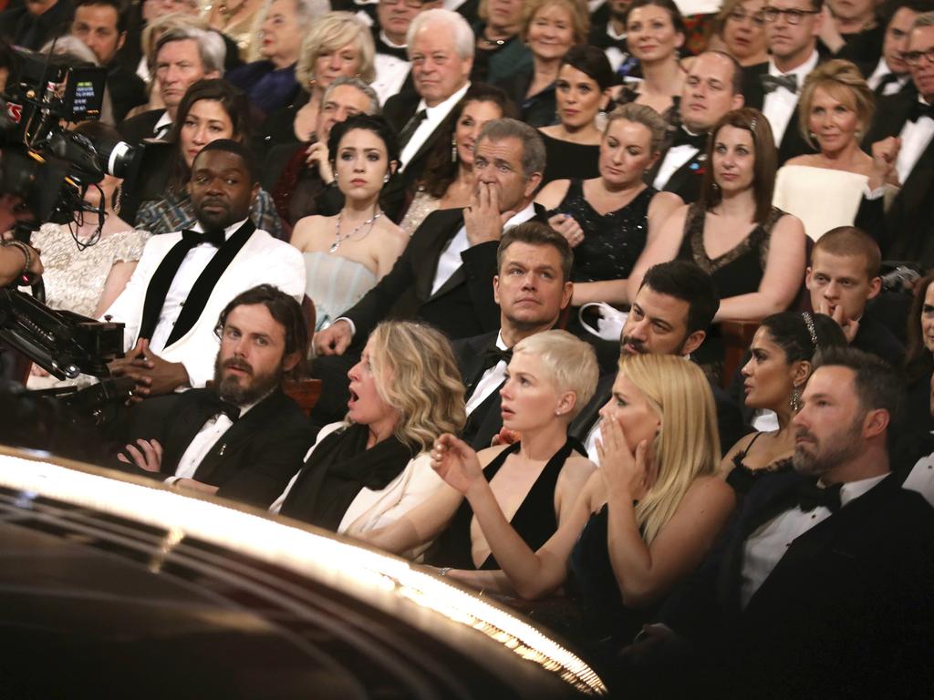 Audience reacts to “Moonlight” being announced as best picture winner during the 89th Annual Academy Awards. Picture: AP