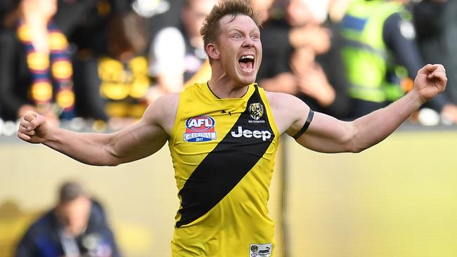 Jack Riewoldt celebrates Richmond’s premiership win. Picture: AAP Image