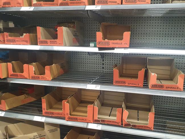 The empty pasta shelves.