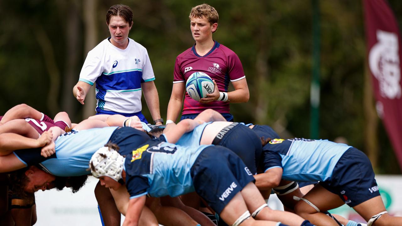 Action in the Gen Blue v Queensland Red U16 rugby championship. Pic: Kev Nagle