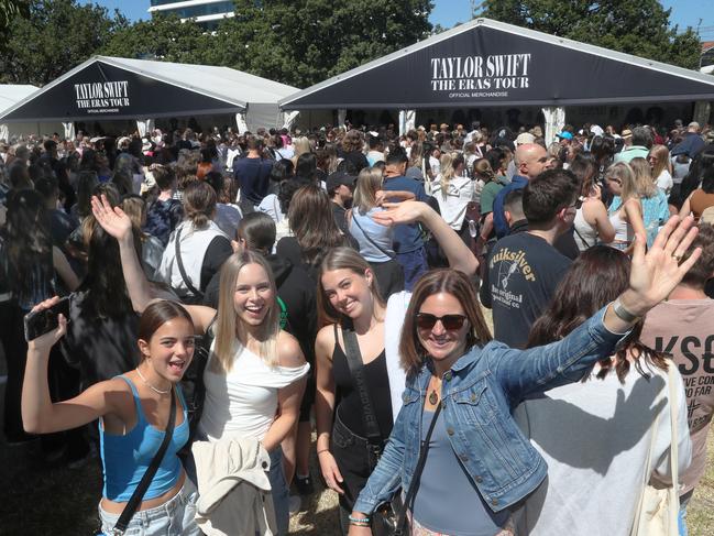 Taylor Swift fans in Melbourne ahaed of her concert at the MCG. Thursday, February 15. 2024. Picture: David Crosling