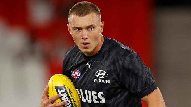 Patrick Cripps is kicking the ball more, and hitting targets. Picture: Michael Willson/AFL Photos via Getty Images