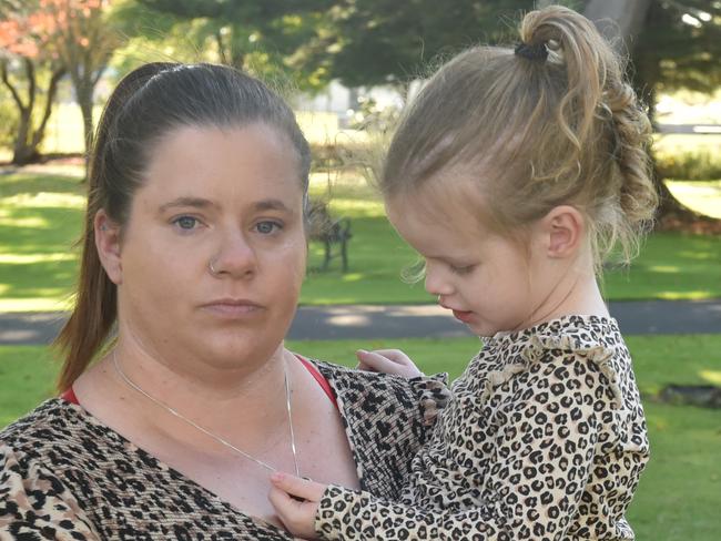 Mount Gambier mother, Casey Ebel, has been left shaken after she overheard a stranger talking to her daughter through their baby monitor Sunday night. Picture: Jessica Dempster