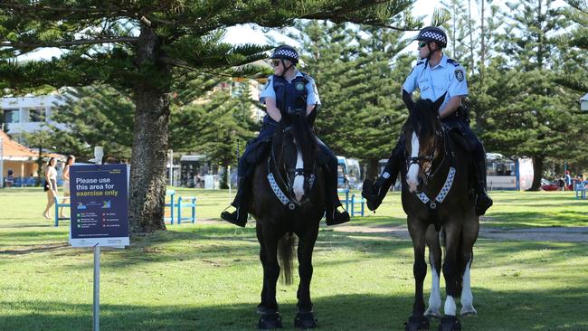 Police have been patrolling the city and surrounds for breaches of the public health order. Picture: Britta Campion