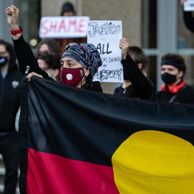 Supporters of the Black Lives Matter protest group outside the Supreme Court yesterday.