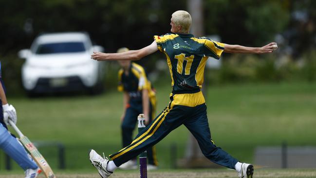 Koby Blight bowling for Wests. Picture: Michael Gorton