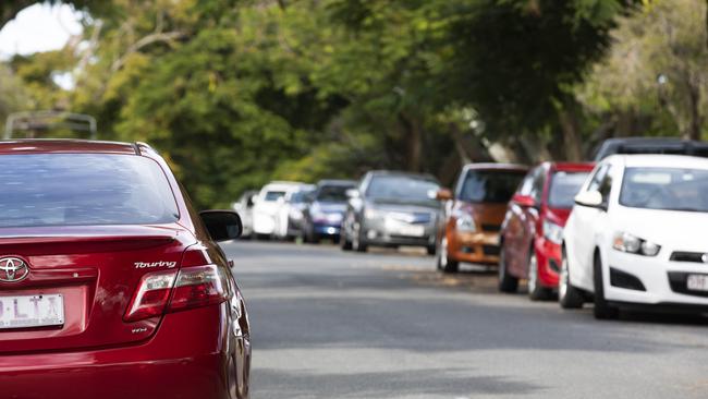 Cars along Livermore Street, near the Redcliffe Hospital. Picture: Renae Droop