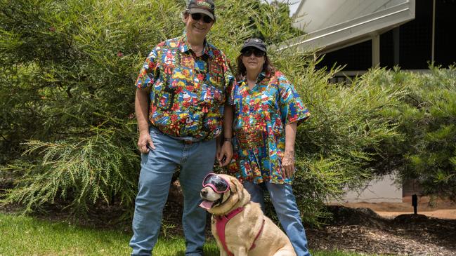 John and Clair Knox with Missy at the Downs Motorcycle Sport Club 2024 toy run. Sunday, December 15, 2024. Picture: Christine Schindler