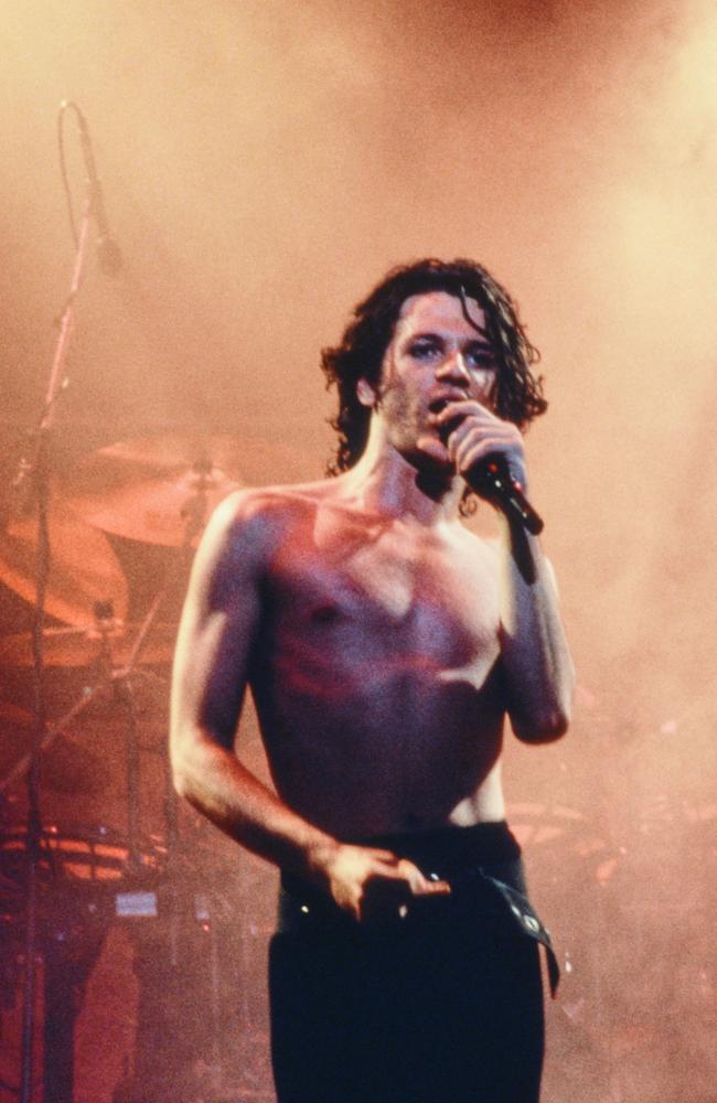 Michael Hutchence on stage on the Listen Like Thieves tour. Picture: Supplied.