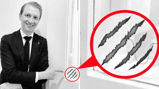 Claws for thought: Liberal senator James Paterson with the secret code of The Wolverines.