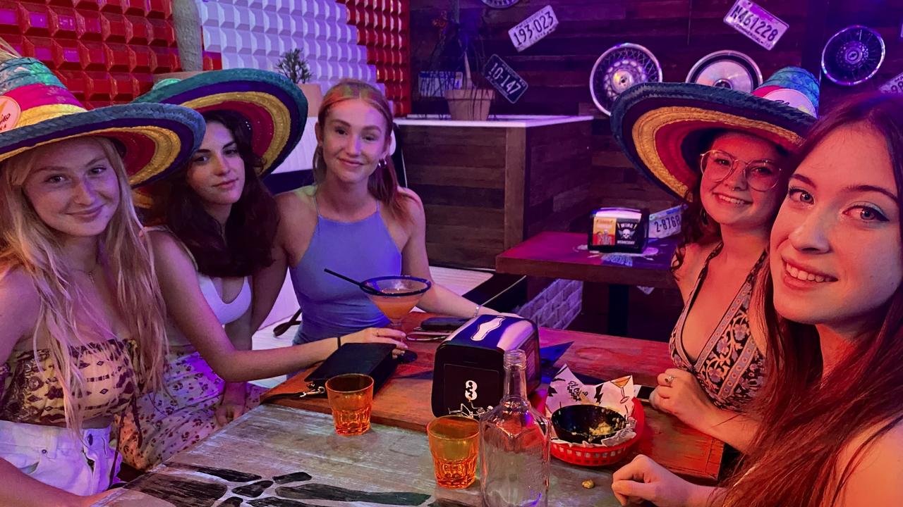 Piper Hertslet, Naomi Holzberger, Adrienne Haldin, Zali Smith and Stefanie Cooper enjoy El Camino Cantina at Sunshine Plaza.