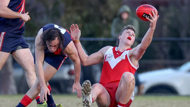 Warrandyte kicks off the season against Donvale in 2023. Picture: George Salpigtidis