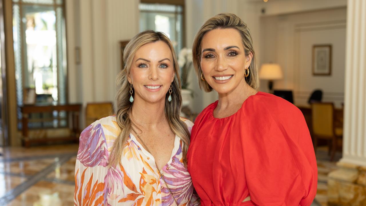 Melissa Favero and Jacinta Walker at the Trinity Lutheran College Mother's Day high tea fundraiser at the Palazzo Versace on Saturday, May 13. For The Pulse. Picture: Celeste Humphrey