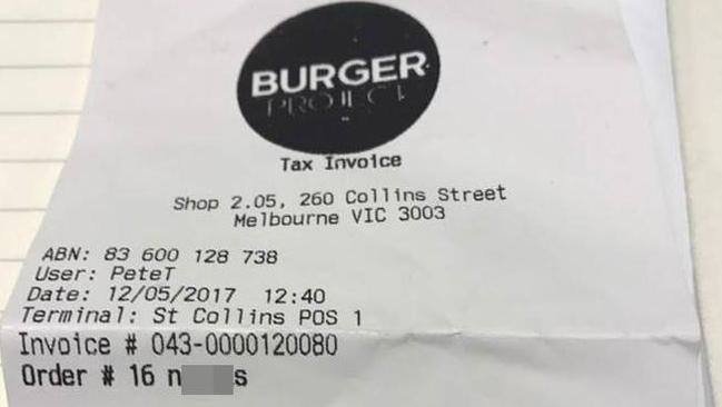 Neil Perry’s Burger Project under fire for racist slur on receipt.