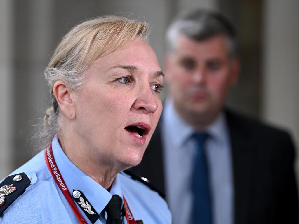 Police Commissioner Katarina Carroll with minister Mark Ryan earlier this month. Picture: Dan Peled/NCA NewsWire