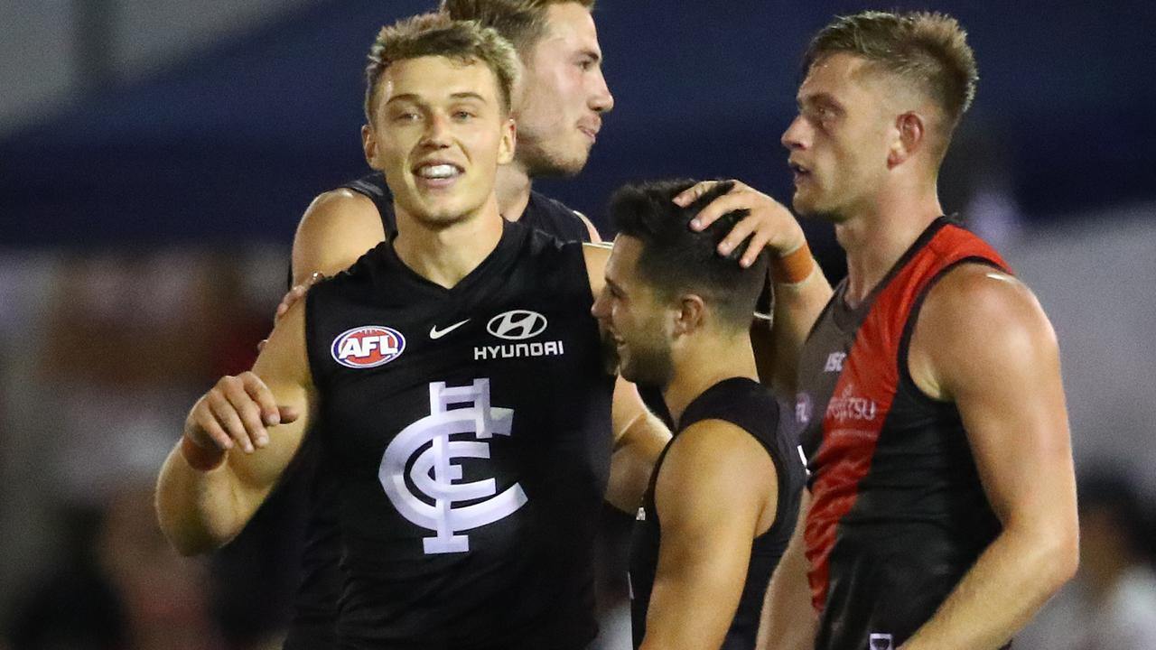 Patrick Cripps celebrates a goal for Carlton. Picture: Getty Images 