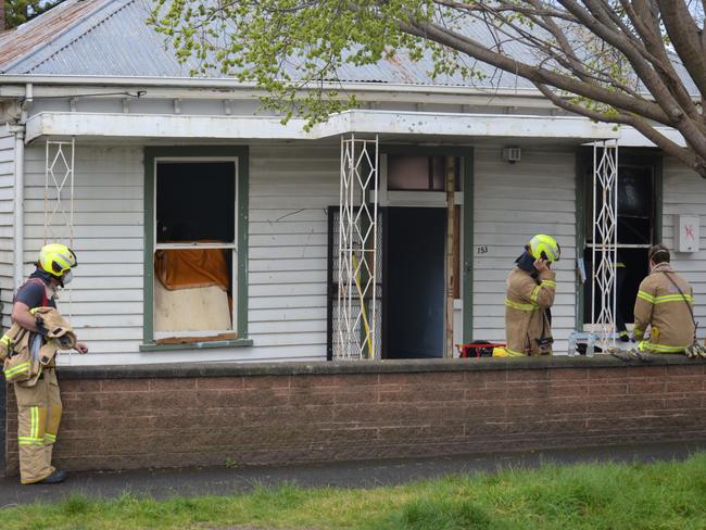 House fire at squatter house 153 Myers St, Geelong. Photos: BRETT SMITH