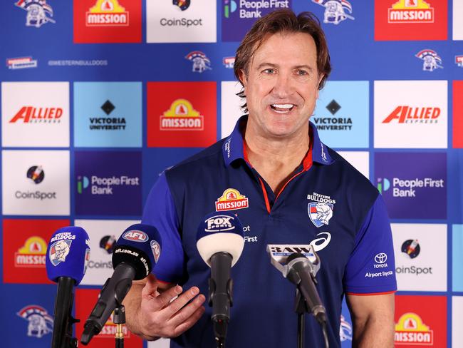 Luke Beveridge called out the lack of media attendance at his press conference in round 20. Picture: Mark Stewart