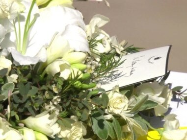 The Queen’s personalised note lays on top of Prince Philip's coffin. Among flowers she chose herself.