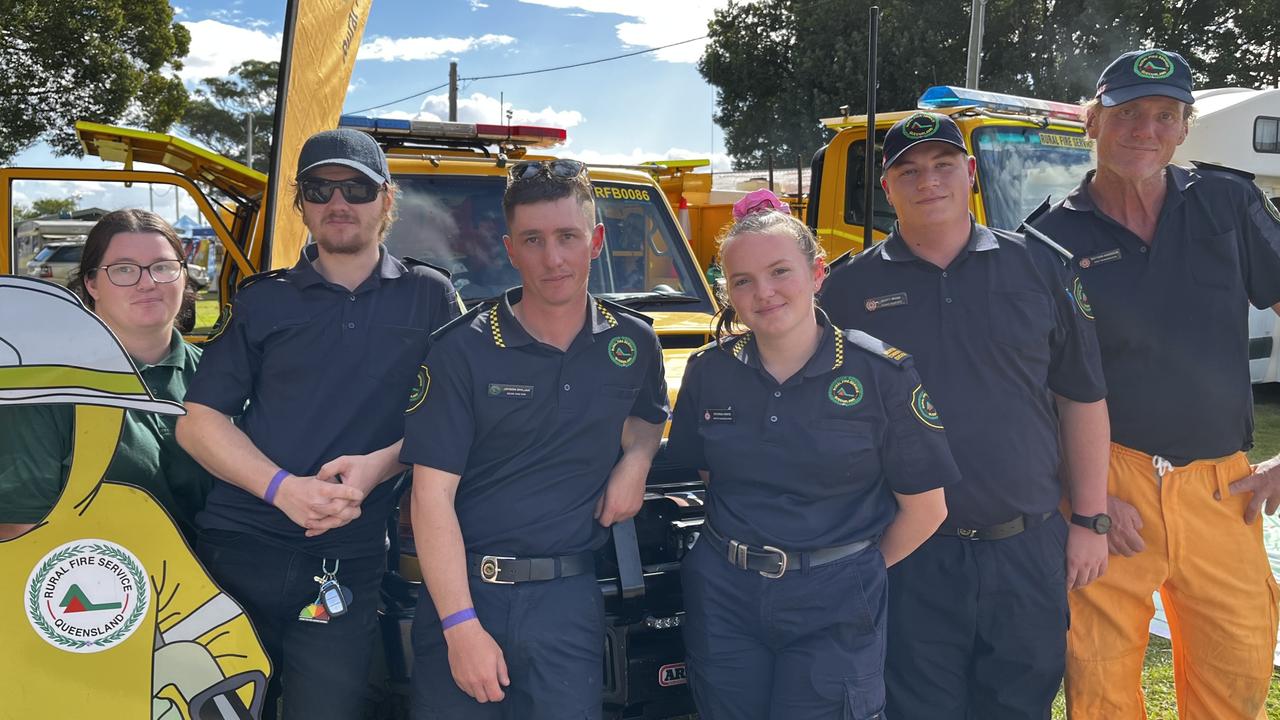 Anna Marie Matherson, Nicholas Pryor, Jaydon Divljak, Georgia White, Scott Wood and Matthew Anderson from the Queensland Fire Department at the Kingaroy Show on Saturday, May 3 2025.