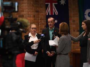 Newly appointed general manager for Lismore City Council, Shelley Oldham, with Lismore mayor Isaac Smith after announcing a multi-million dollar black hole in Lismore City Council's budget. Picture: Marc Stapelberg