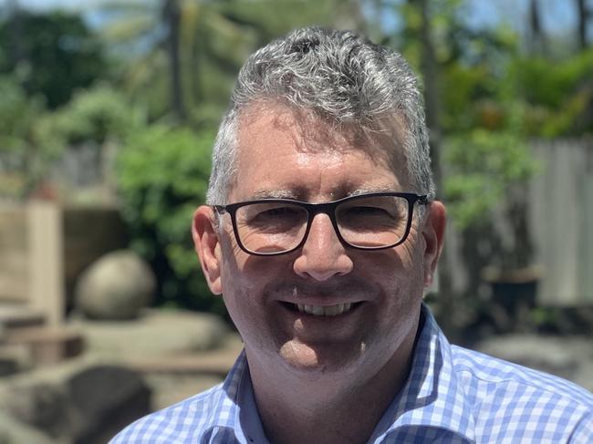 Dawson MP George Christensen and Resources Minister Keith Pitt at Ocean International in Mackay discuss insurance for mining and mine services companies. Picture: Tara Miko