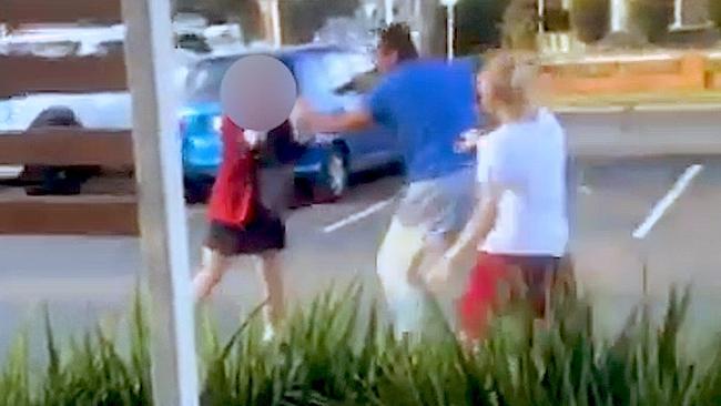 Footage of the alleged brawl appears to show the man grabbing the teen by the neck. Picture: Supplied