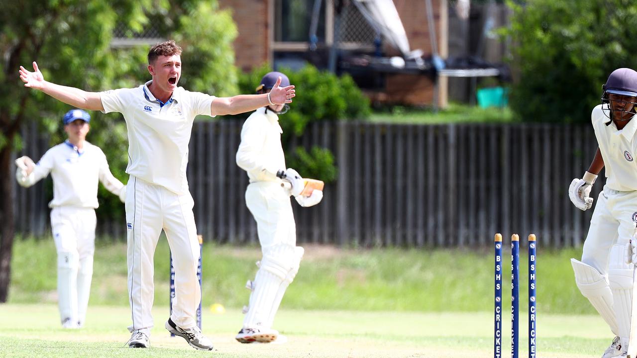 Action from the match between Brisbane State High School and Nudgee College. BSH's Kallum Russell appeals. Picture: Tertius Pickard