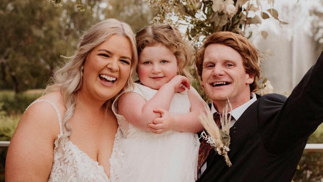 Lyla Riley and her parents Emily and Nick. Photo: Supplied.