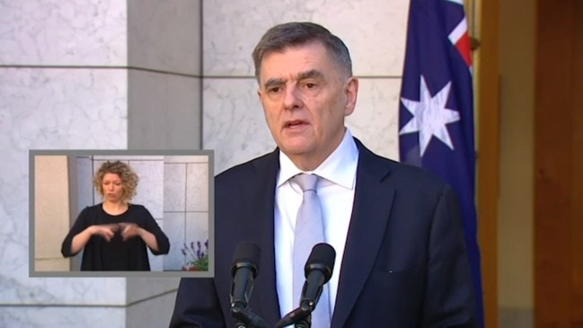 Supplied video obtained Wednesday, March 18, 2020 of Chief Medical Officer Brendan Murphy speaking to reporters in Canberra about the impacts of the COVID-19 virus on the young, and the government's decision to have schools remain open. (AAP Video/Supplied/XXXX) NO ARCHIVING, EDITORIAL USE ONLY