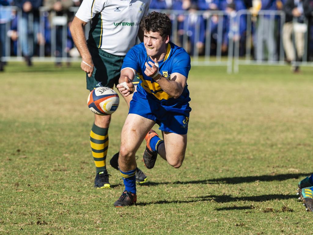 Zack Lane for Grammar against Downlands in O'Callaghan Cup on Grammar Downlands Day at Downlands College, Saturday, August 6, 2022. Picture: Kevin Farmer