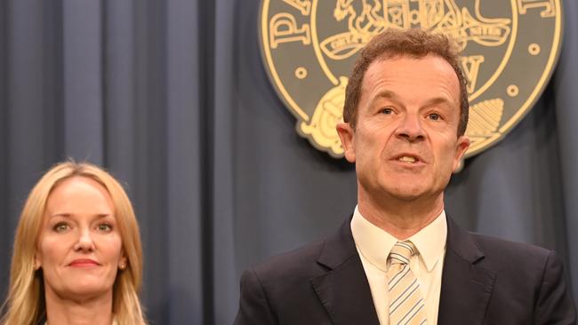 New Liberal leader Mark Speakman with Natalie Ward. Picture: NCA NewsWire / Jeremy Piper