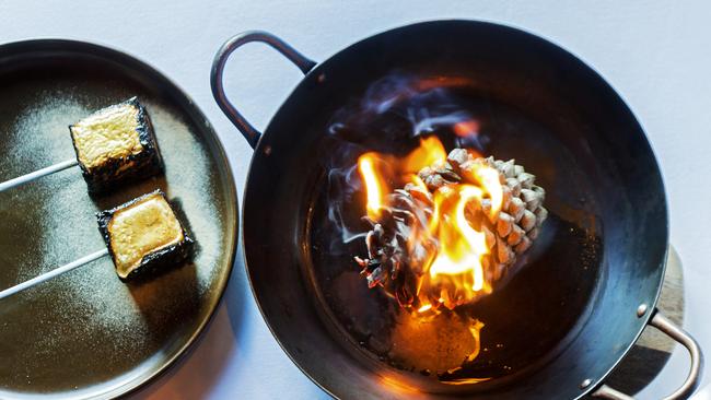 Marshmallows over pinecone at Highline.<br/>