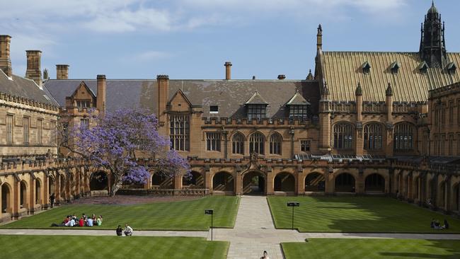 Students in the main quadrangle at the University of Sydney. Picture: Supplied