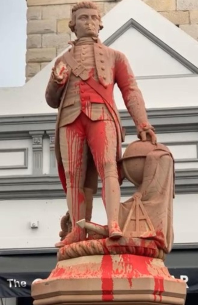 A Captain Cook statue cops it in Sydney but these fools are wasting their time. Picture: Supplied