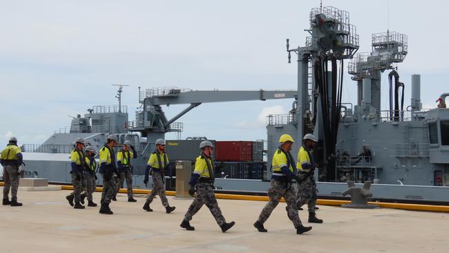 Darwin, NT, 29/1/25: French navy supply ship Jacques Chevallier arrives in Darwin as part of Frances Clemenceau mission in the Indo Pacific. Picture: Fia Walsh.