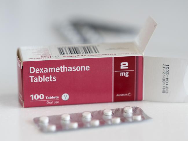 CARDIFF, UNITED KINGDOM - JUNE 16: A close-up of a box of Dexamethasone tablets in a pharmacy on June 16, 2020 in Cardiff, United Kingdom. Results of a trial announced today have shown that Dexamethasone, a cheap and widely used steroid drug which is used to reduce inflammation, reduced death rates by around a third in the most severely ill COVID-19 patients who were admitted to hospital. Researches have predicted 5,000 lives could have been saved had the drug been used to treat patients in the UK at the start of the pandemic.(Photo by Matthew Horwood/Getty Images)