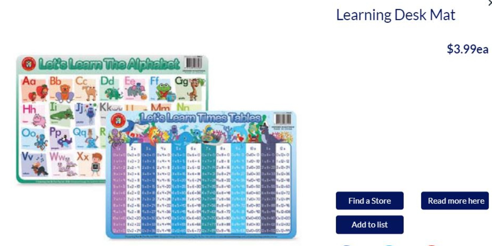 The $4 Learning Mat was in Aldi’s May 20 Special Buys. Picture: Aldi Australia