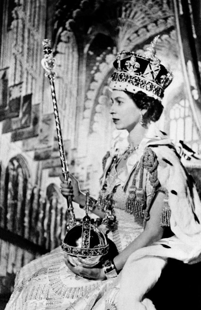 The Queen on her Coronation day.