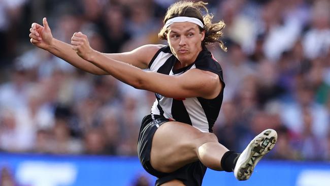 MELBOURNE , AUSTRALIA. September 30, 2023. AFL Grand Final between Collingwood and the Brisbane Lions at the MCG.   Jack Ginnivan of the Magpies   .Picture by Michael Klein