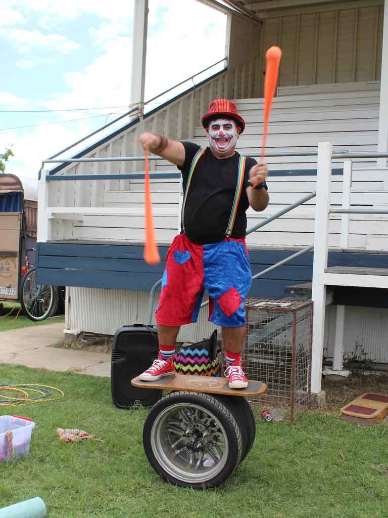 Monto based performer Tyrone O'Reilly putting on a show at the Murgon Show. Photo: Laura Blackmore