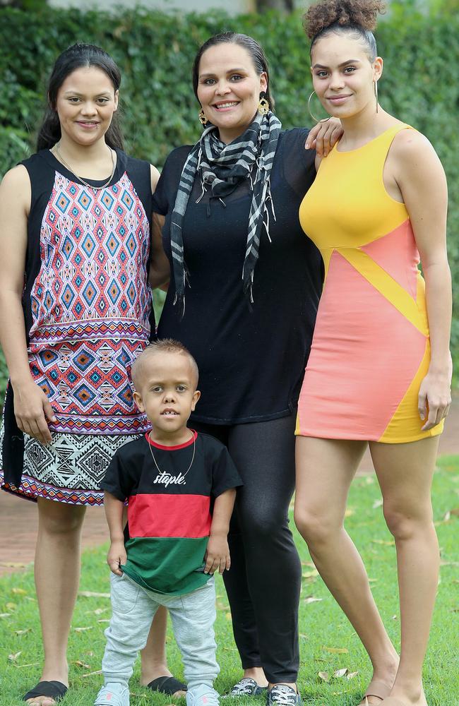 Yarraka Bayles with her daughters Yilan and Guyala and her son Quaden in 2019. Picture: AAP Image/Jono Searle