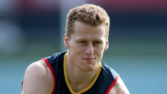 Coaches face a tough call on whether to trade Reilly O’Brien during his bye after his score of 181 against Richmond. Picture: AAP Image/Kelly Barnes.<br/>