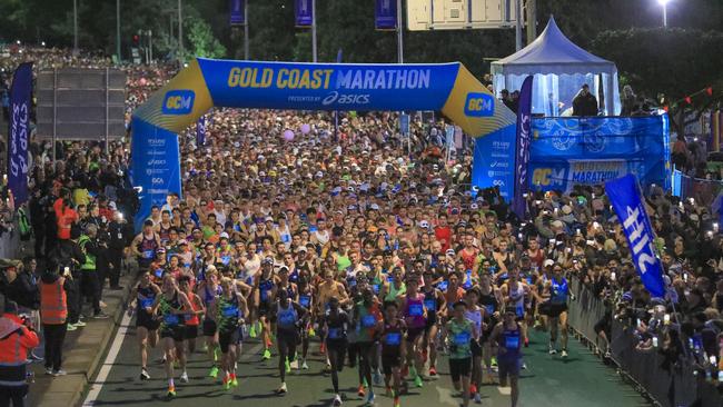 A cast of thousands get underway at the start of the 2024 Gold Coast Marathon. Picture: Marathon-photos