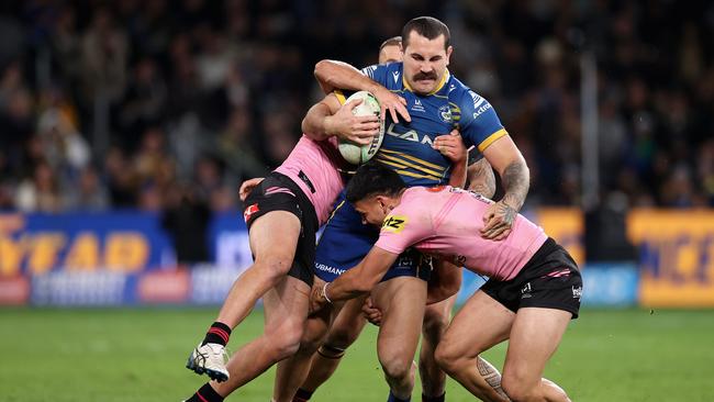 Campbell-Gillard and Parramatta’s forwards dominated once Nathan Cleary was sent off in their game earlier in the season. Picture: Cameron Spencer/Getty Images
