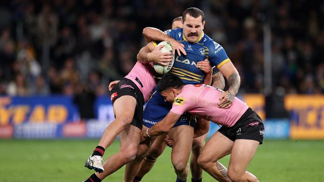 Campbell-Gillard and Parramatta’s forwards dominated once Nathan Cleary was sent off in their game earlier in the season. Picture: Cameron Spencer/Getty Images