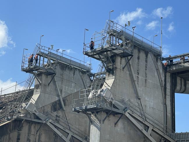 Ross River Dam was inspected by engineers and dam regulators on Thursday in advance of the next wet season. Picture: Leighton Smith.